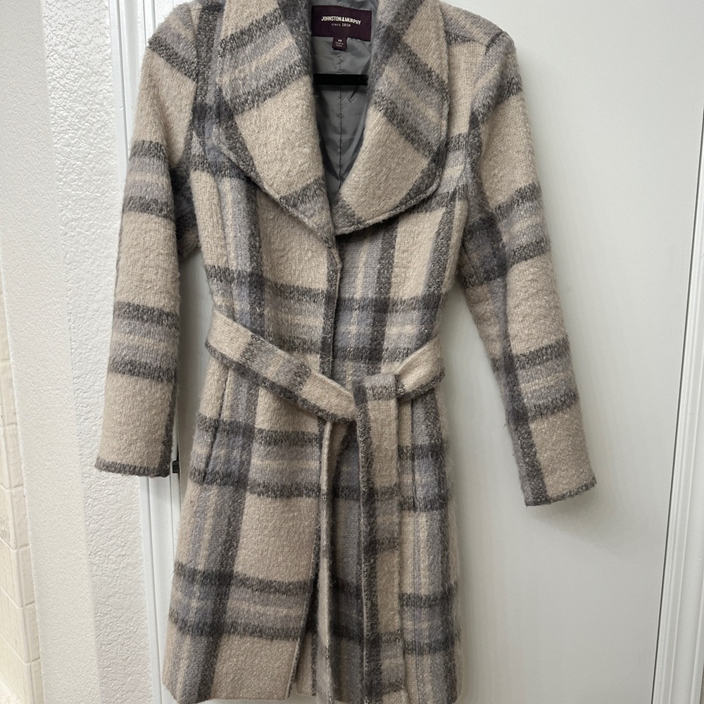 Johnston & Murphy Beige and Gray Trench Coat